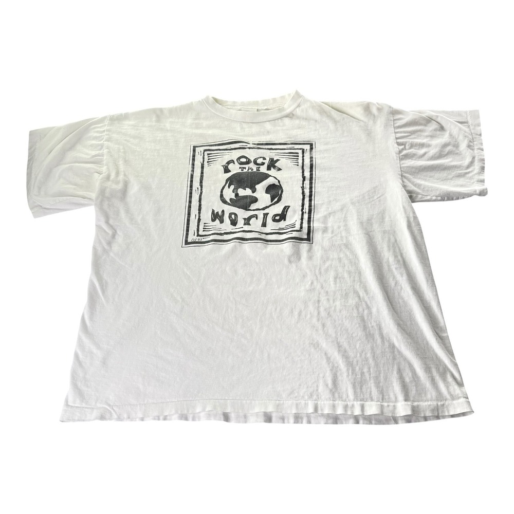 Vintage 1993 Rock The World Earth Graphic T Shirt Typhoon USA Made XL